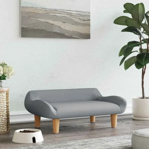 vidaXL Dog Bed Light Grey Fabric (100% polyester), solid pine wood