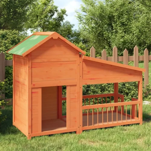 vidaXL Dog Kennel Brown Solid pine wood Large Dog Kennel Rectangular